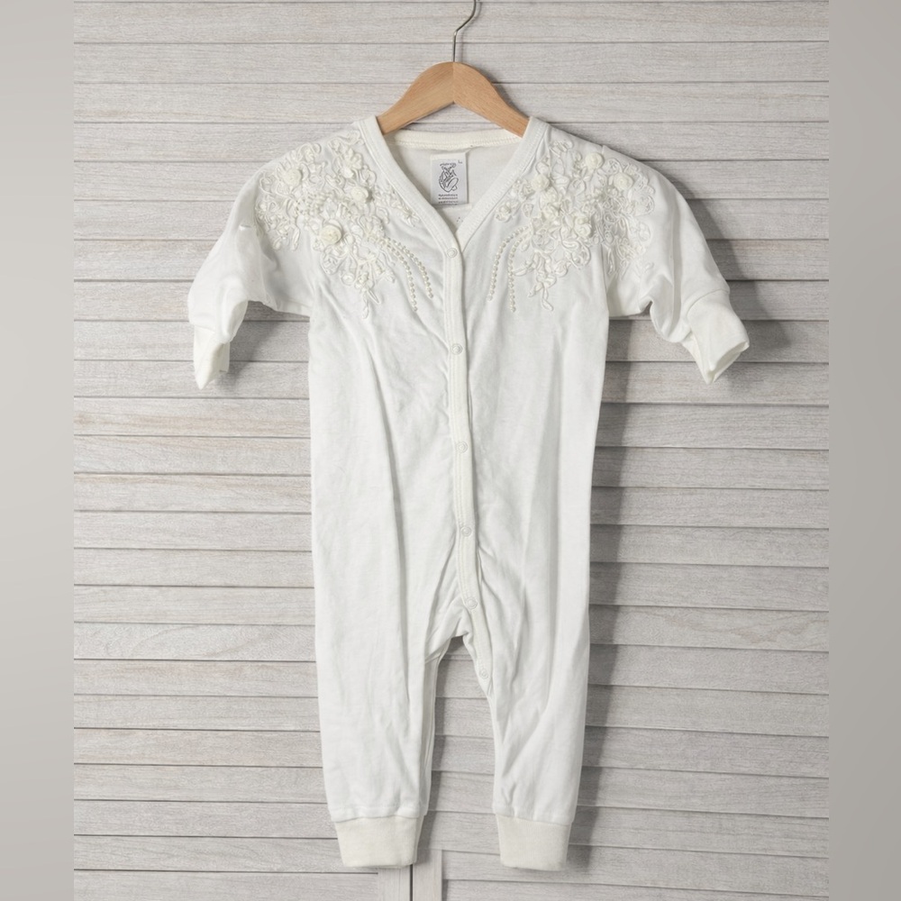Janet Elegant White Kids One Piece. Size 9/12 Months. Small Shop. Great Cond